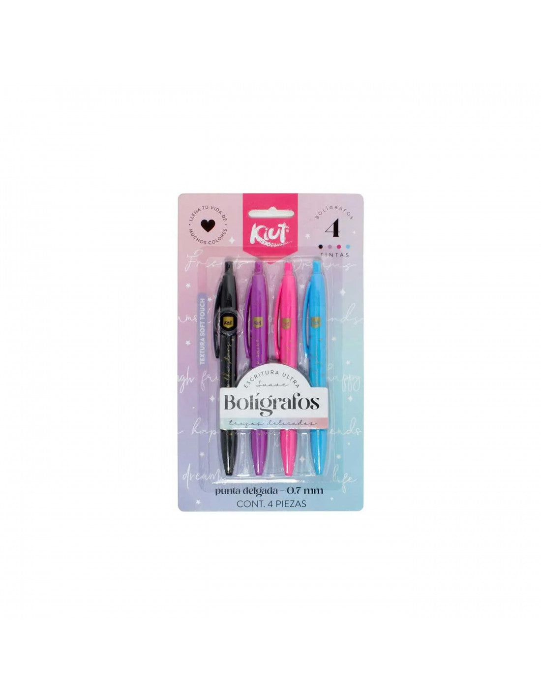 Bolígrafos De Colores 0.7 Mm x4 Kiut