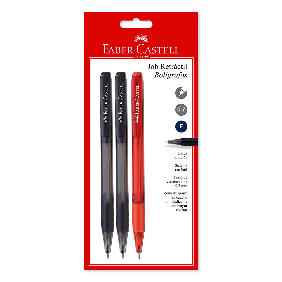 Boligrafos Retractiles Job x3 Faber Castell