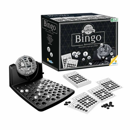 Juego de Mesa Bingo Balotera de Lujo Ronda con balotera, fichas numeradas y tarjetas para jugar en familia.
