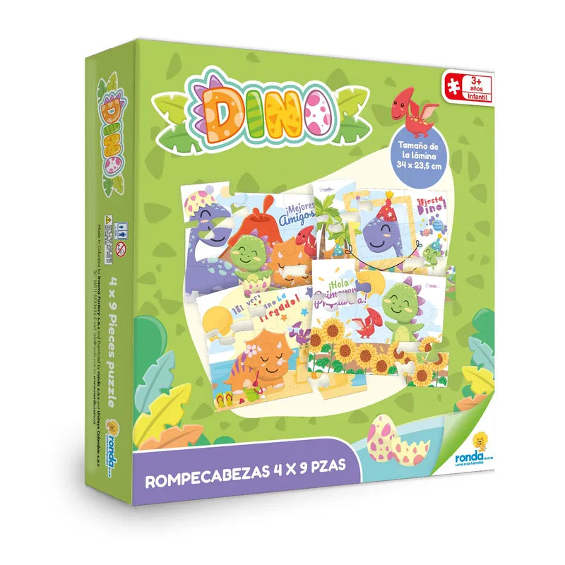 Rompecabezas Infantil 9 Piezas Dinosaurios x4 | Ronda