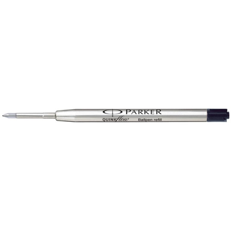 Repuesto negro Parker con punta cónica media para bolígrafo, cartucho metálico con tinta QuinkFlow.

