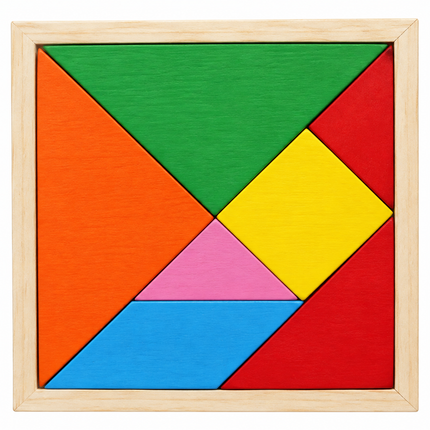 Tangram Chino De Madera En Bandeja X 7 Piezas 15X15