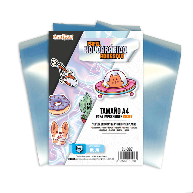 Papel Holográfico Adhesivo A4 | Grafitos