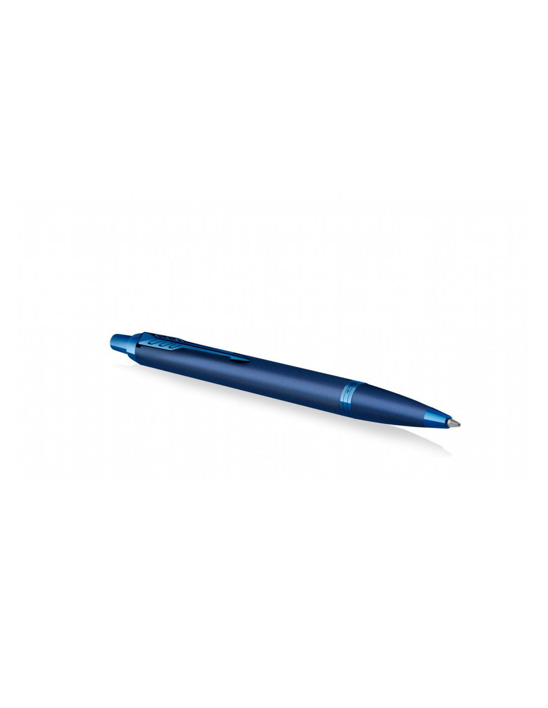 Bolígrafo Parker IM monocromático azul con acabado mate elegante y diseño contemporáneo.
