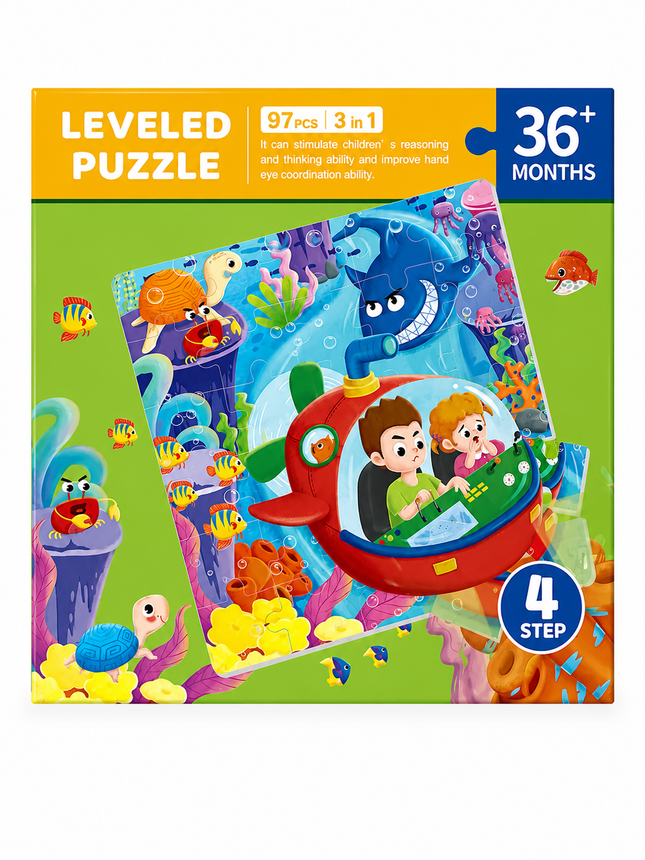 Rompecabezas Imantado CubicFun Leveled Puzzle 3 en 1 - Mundo Marino