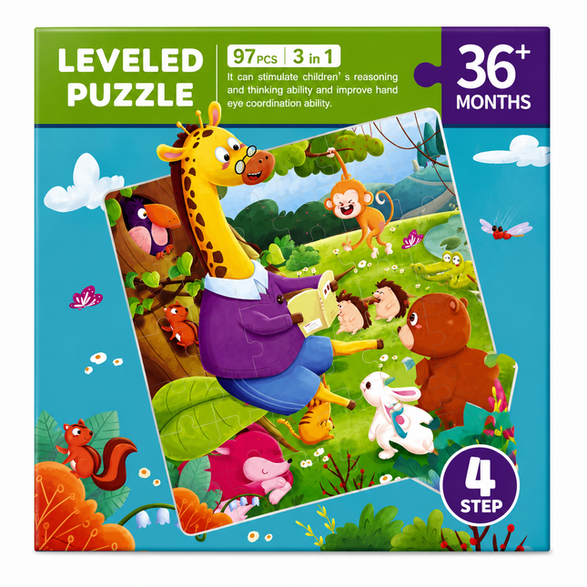 Rompecabezas Imantado CubicFun Leveled Puzzle 3 en 1 - Animales