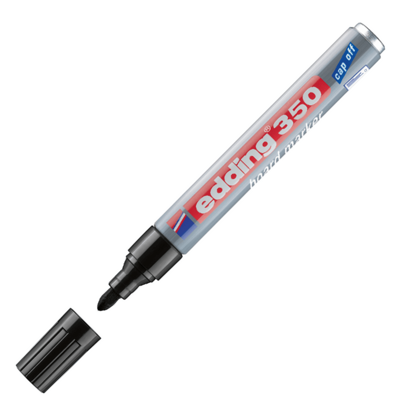 Marcador Edding 350 punta cónica negro recargable, borrable en seco, ideal para escribir en pizarras blancas en oficina, escuela y hogar.