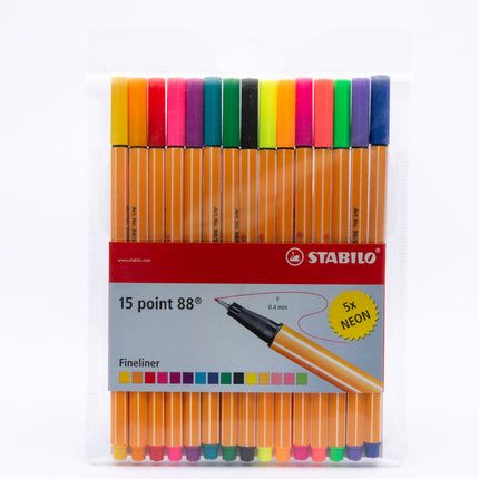 Plumígrafo Point 88 0.4 mm x10 + 5 Neón Stabilo