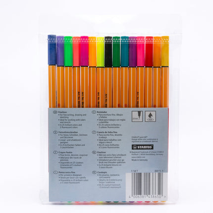 Plumígrafo Point 88 0.4 mm x10 + 5 Neón Stabilo