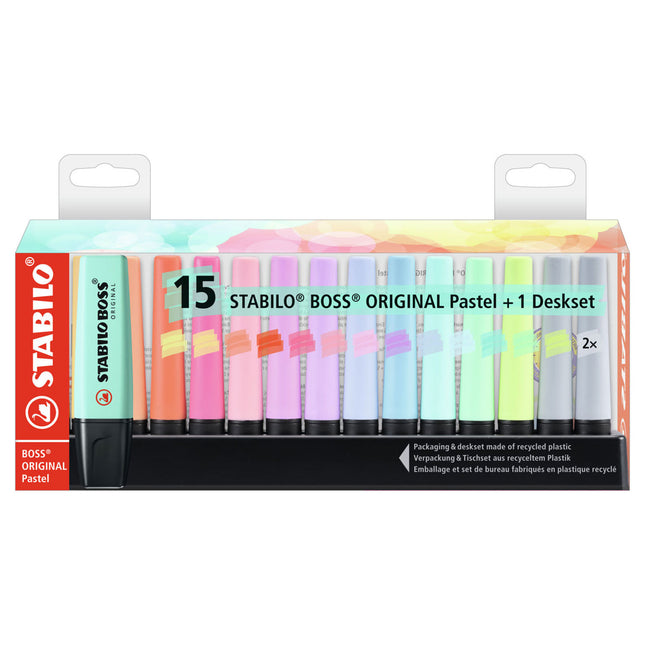Resaltador Boss Original Fluorescente Pastel x15 | Stabilo