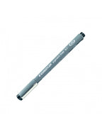 Rapidógrafo Staedtler negro 0.1 mm con punta metálica fina, cuerpo gris y capuchón, sobre papel de dibujo técnico.

