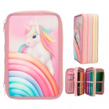 Estuche De Escritura Triple Unicornio | Top Model