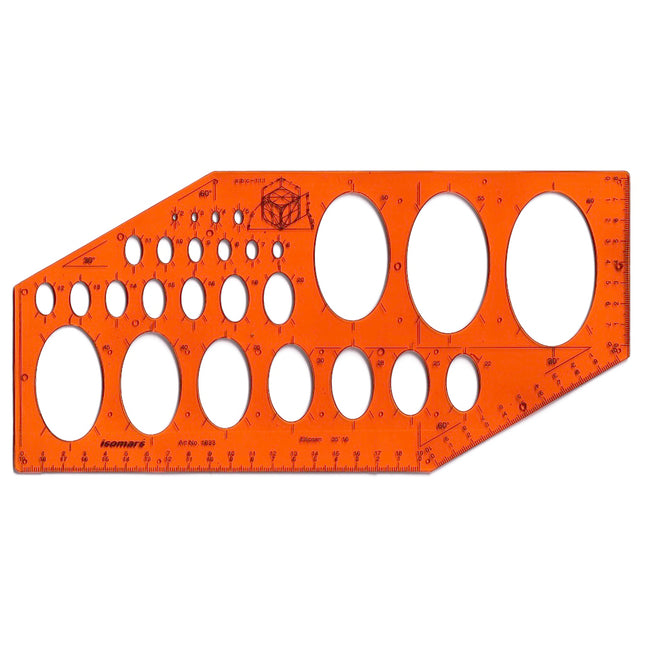Plantilla de elipses Standardgraph transparente con múltiples diámetros y bisel antitinta para dibujo técnico.