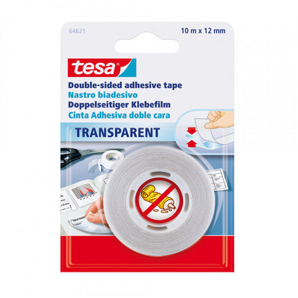 Cinta Doble Faz Transparente Tesa 10m x 12mm