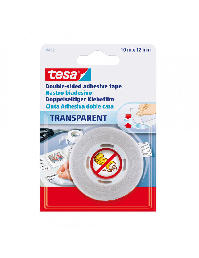 Cinta Doble Faz Transparente Tesa 10m x 12mm