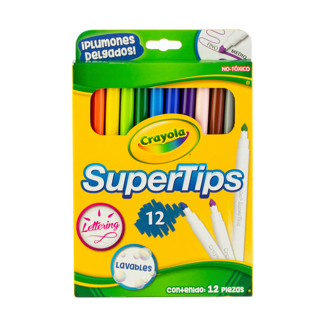 Marcadores Super Tips Crayola Lavables x12 – Versátiles