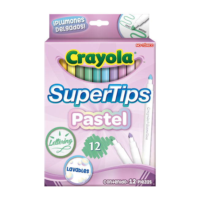 Marcadores Super Tips Pastel Lavables Crayola x12 – Punta Cónica