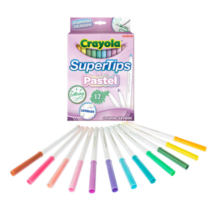 Marcadores Super Tips Pastel Lavables Crayola x12 – Punta Cónica