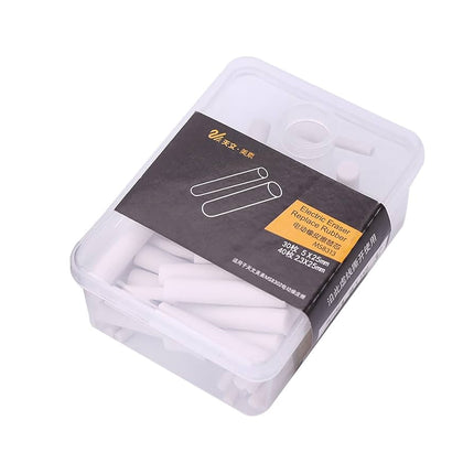 Kit Artisan con 70 repuestos de goma para borrador eléctrico, piezas cilíndricas blancas listas para reemplazar y seguir borrando con precisión.