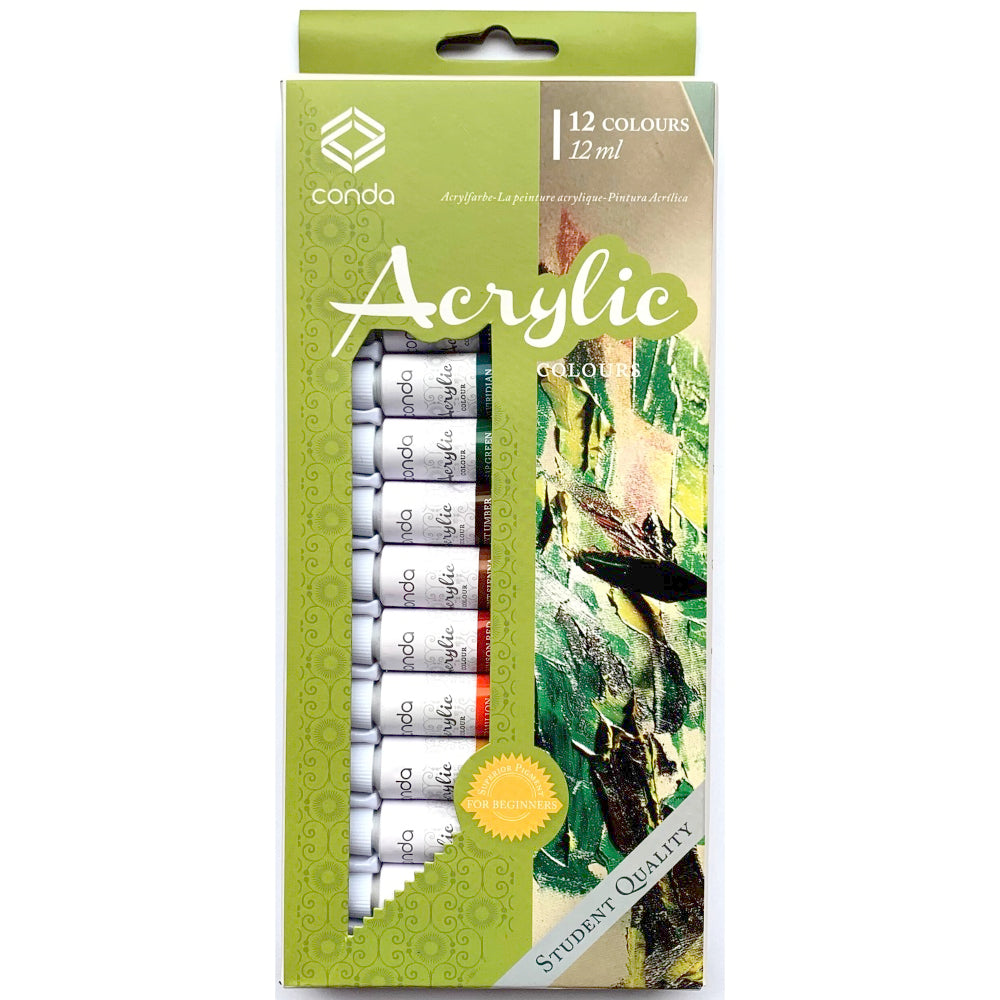 Estuche de acrílicos Conda 12 ml x12 colores surtidos