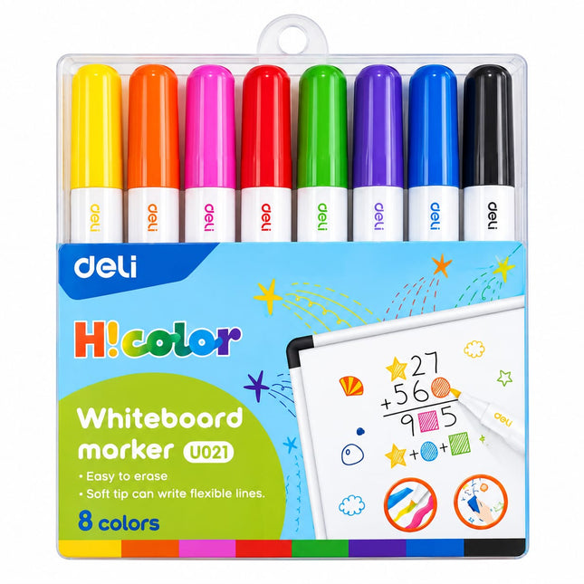 Estuche Marcadores Borrables Para Tablero Punta Pincel x8 Deli