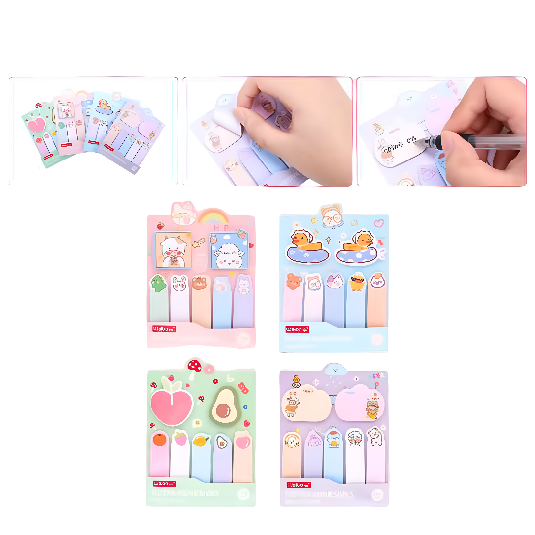 Notas Adhesivas Banderitas Cartoon 140 Hojas | Oh Box