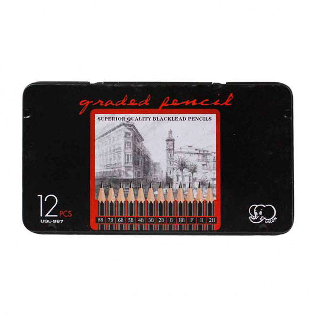 Lápiz Graduado Caja Metálica x12