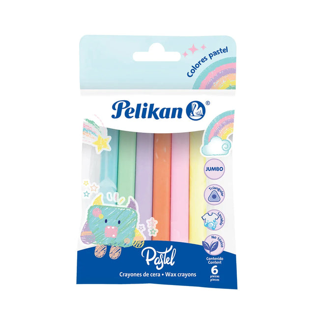 Crayon De Cera Jumbo Triangular Pastel x6 Pelikan
