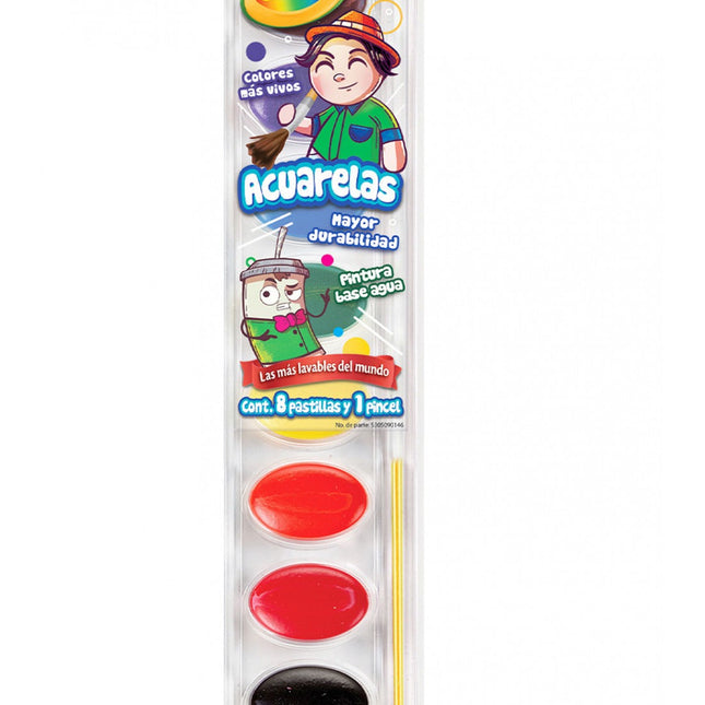Paleta Pinturas Acuarelables x 8 Colores