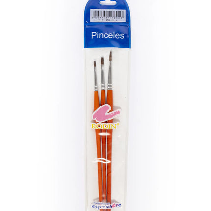 Juego de 3 Pinceles Planos con Estuche Serie 25C | Rodart