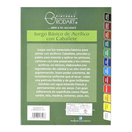 Juego Básico Acrílico con Caballete | Rodart