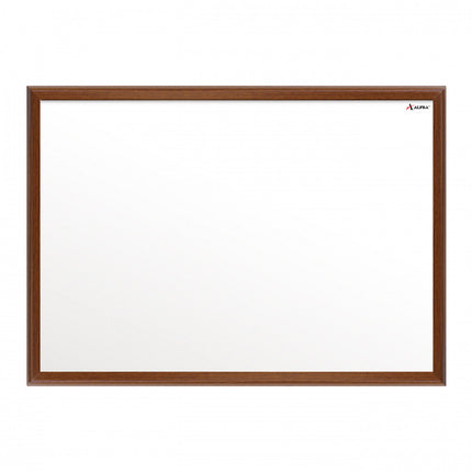 Tablero acrílico blanco Cóndor 60×80 cm con marco de madera color caoba y superficie para marcador borrable.