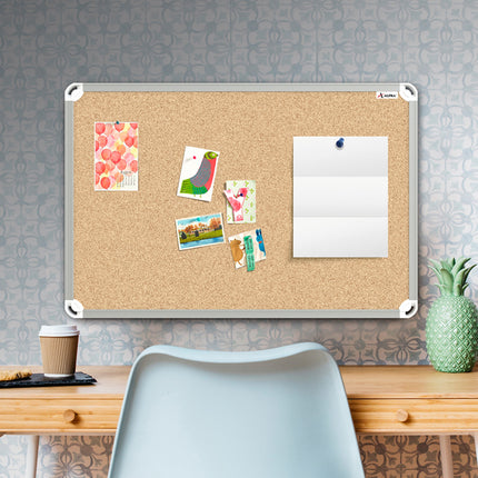 Tablero De Corcho Marco Plástico 40 x 60 Cm Platino