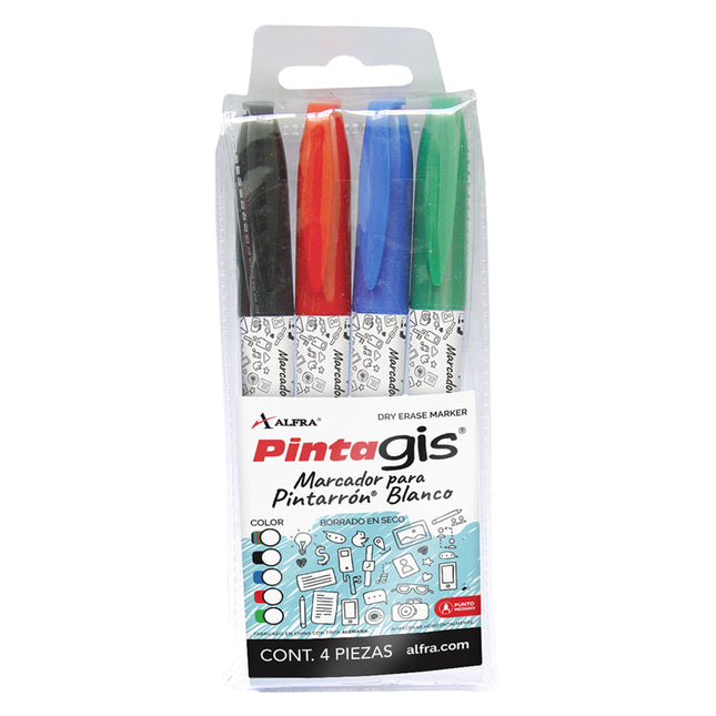 Marcador Pintagis Delgado Colores Surtidos x4 Alfra