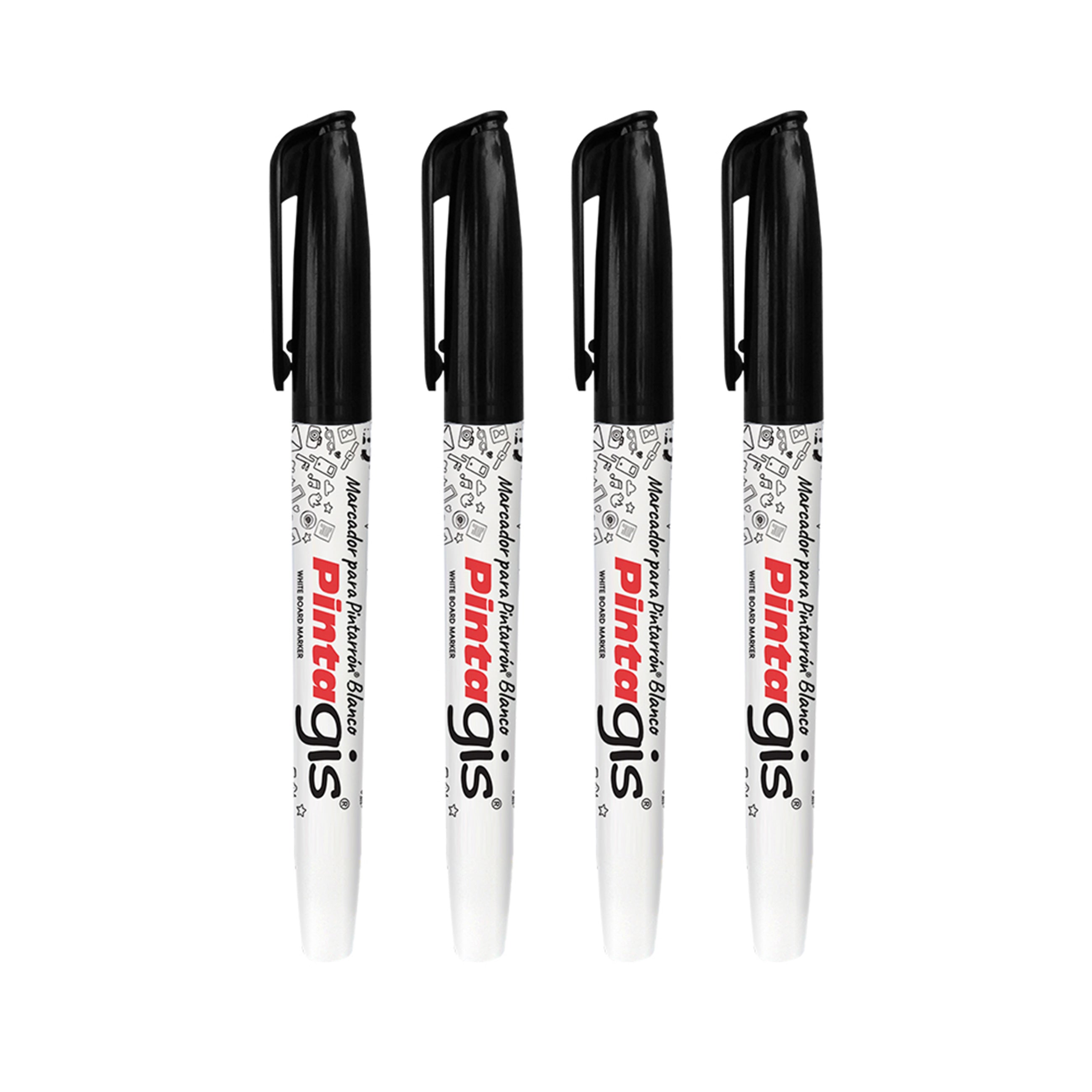 Marcador Pintagis Delgado Negro x4 Alfra