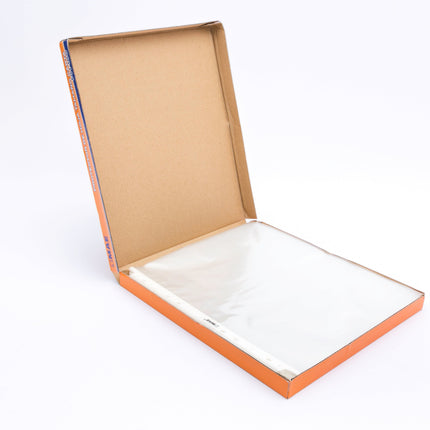 Paquete de 100 bolsillos transparentes Mae para documentos tamaño carta, en caja organizadora, vinilo claro.