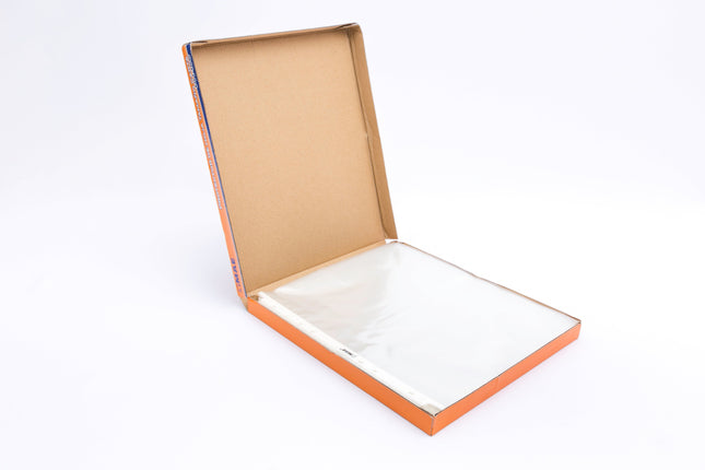 Paquete de 100 bolsillos transparentes Mae para documentos tamaño carta, en caja organizadora, vinilo claro.