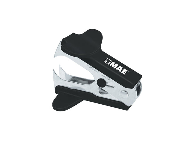 Sacaganchos Mae de plástico y metal con seguro integrado, ideal para extraer grapas 24/6 y 26/6, sobre fondo blanco.