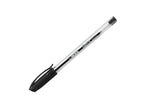 Bolígrafo triangular negro Mae punta fina 0.7 mm con cuerpo transparente opaco, ergonomía triangular y tinta líquida, sobre fondo blanco.