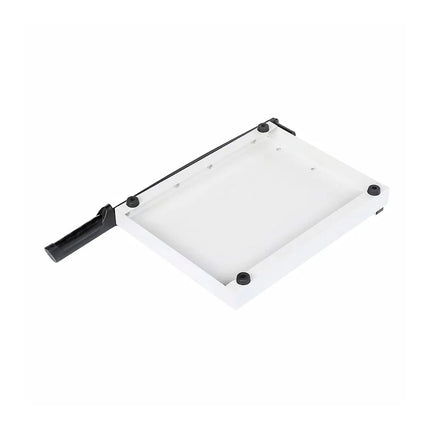 Guillotina metálica Sislo de 25x25 cm con base resistente y cuchilla afilada para cortes precisos en papel y cartón.