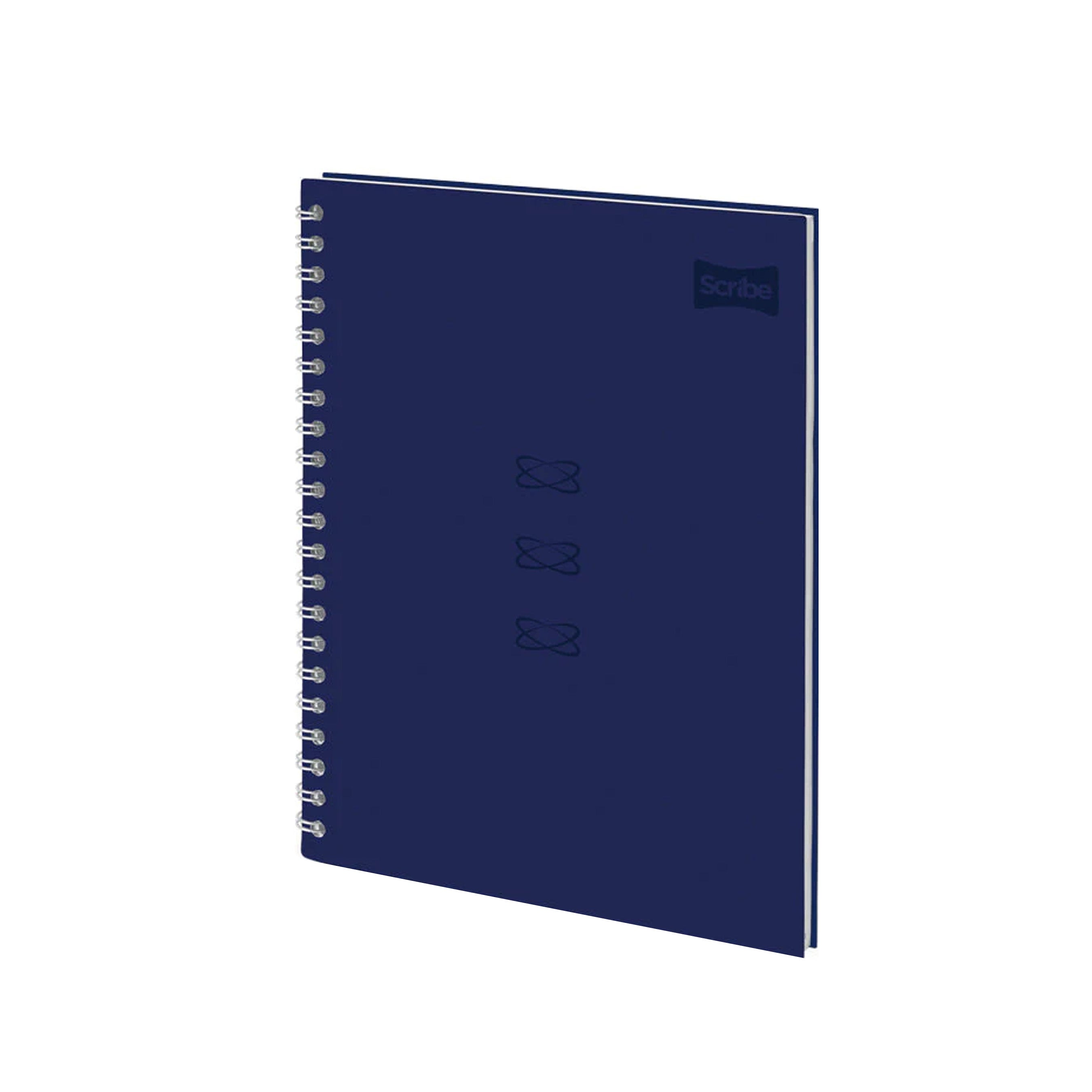 “Cuaderno argollado con tapa dura color oscuro estilo Sport Masculino Scribe 95, argollado doble metálico y 80 hojas rayadas, formato compacto ~16,5×23 cm.”
