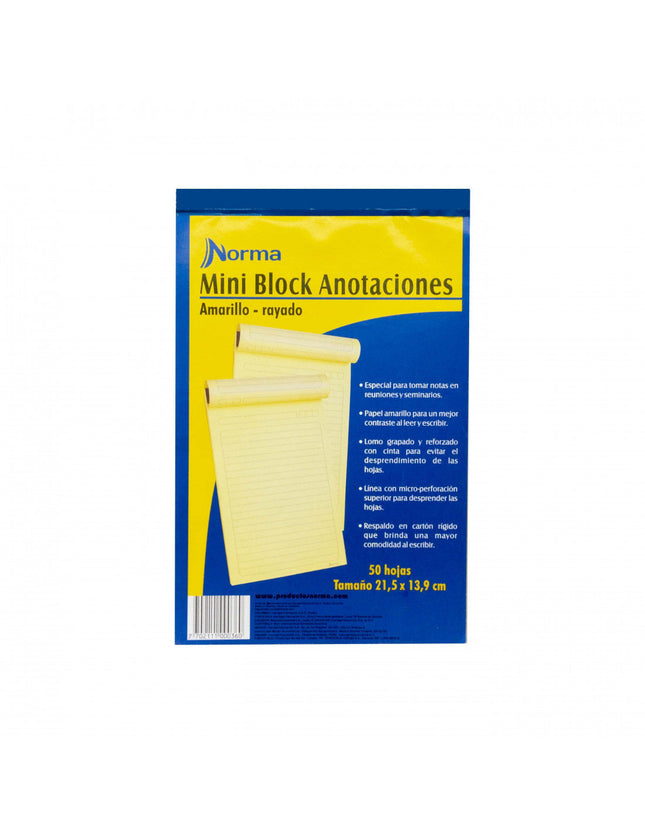 Block Anotaciones Media Carta 50 Hojas Rayado Norma