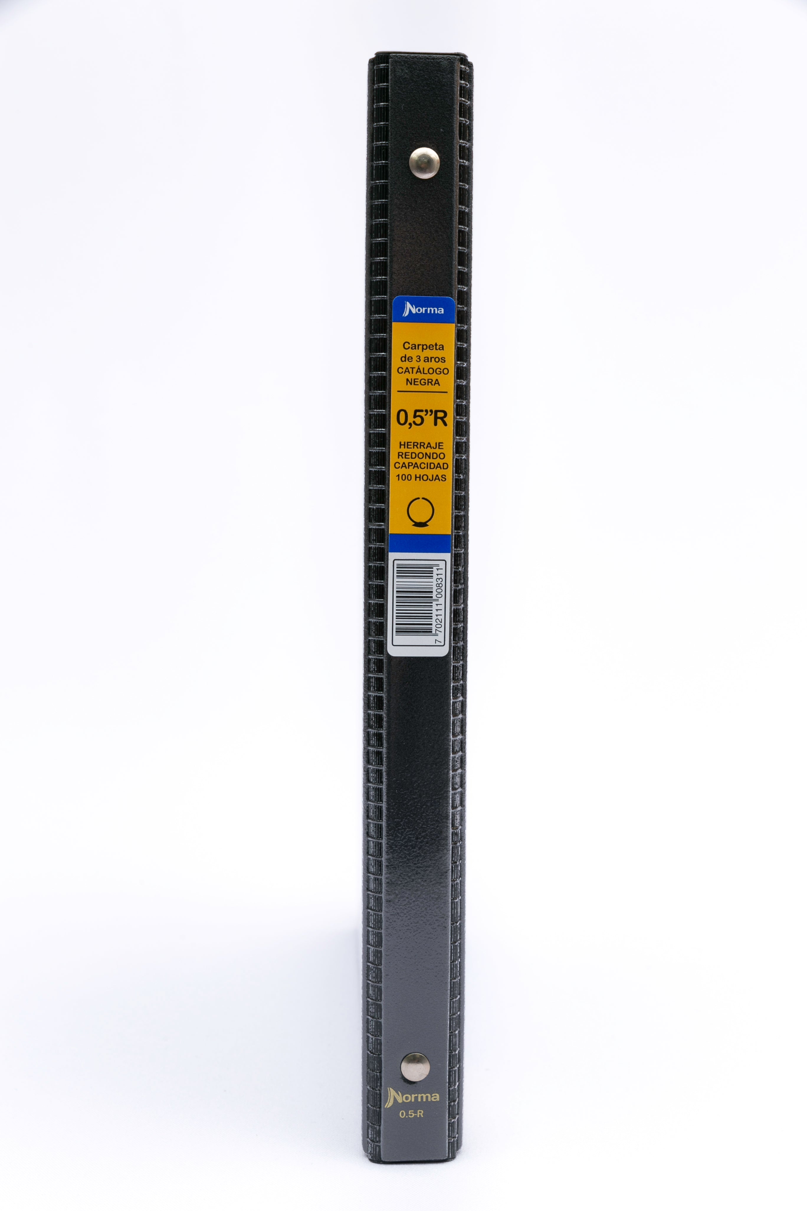 Pasta Catálogo Negra Carta 0.5'' Redondo 3 Aros Norma