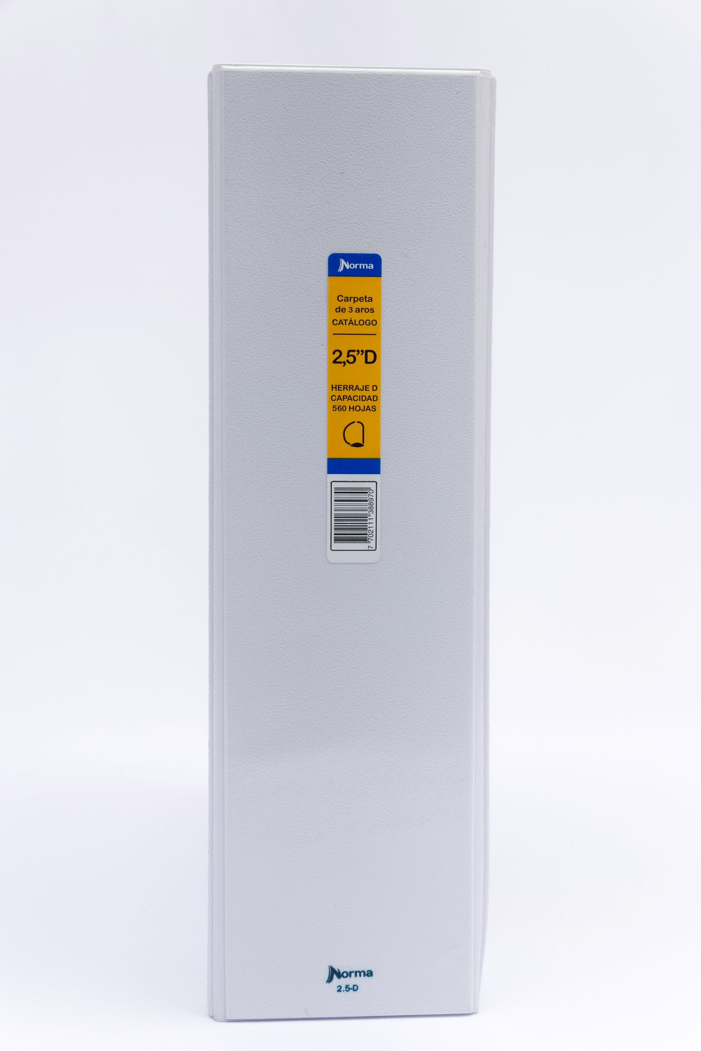 Pasta Catálogo Blanca Carta 2.5'' En Forma D 3 Aros Norma
