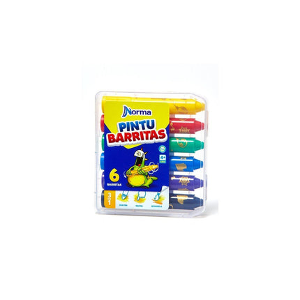 Set de Pintubarras Norma x6 colores surtidos, pintura en barra práctica para niños y uso escolar.