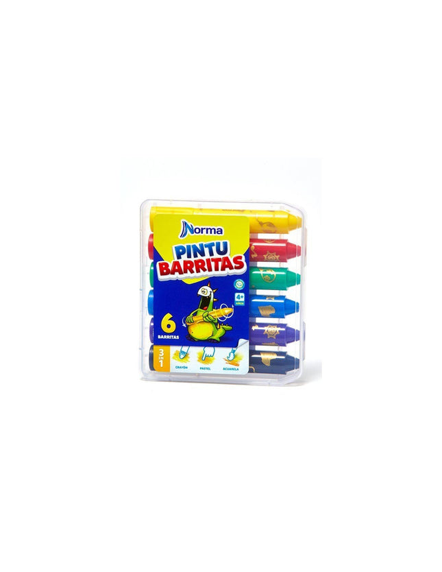 Set de Pintubarras Norma x6 colores surtidos, pintura en barra práctica para niños y uso escolar.