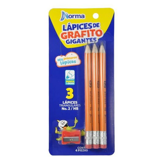 Lápiz De Grafito Triangular x3 Norma