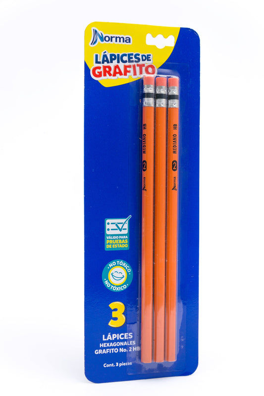 Lápiz De Grafito Hexagonal x3 Norma