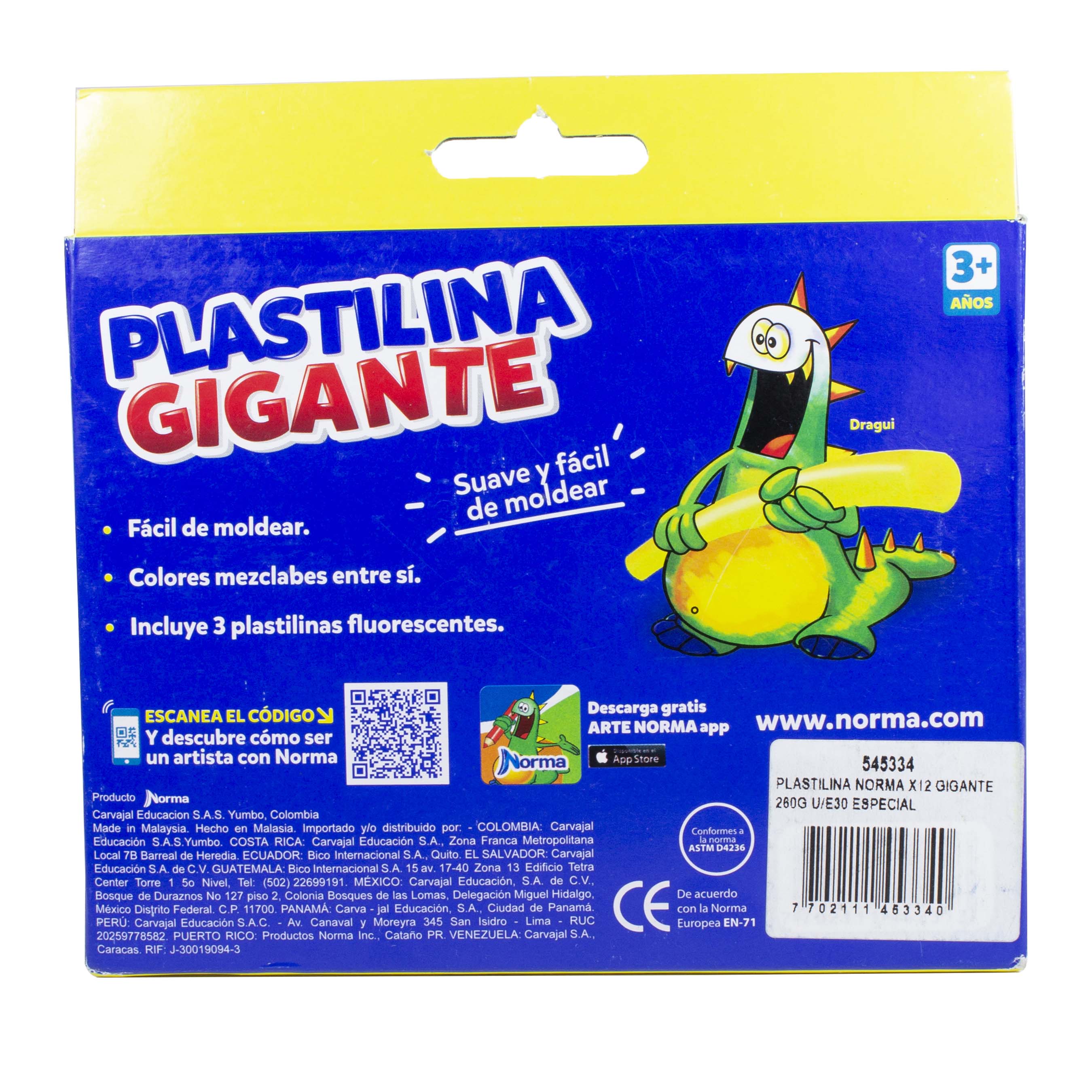 Plastilina x12 Gigante 260 Grs Norma