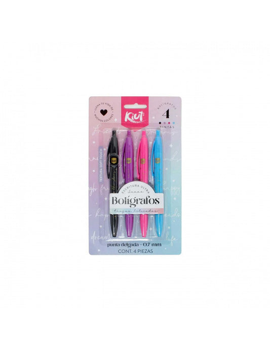 Bolígrafos De Colores 0.7 Mm x4 Kiut